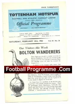 Tottenham Hotspur v Bolton Wanderers 1962