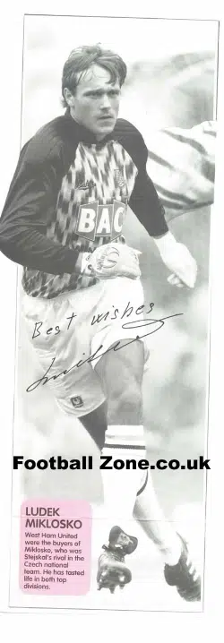 West Ham United Ludek Miklosko Autographed Picture