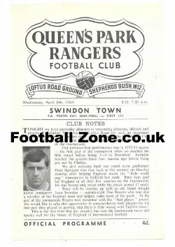 Queens Park Rangers v Swindon Town 1964 FA Youth Cup Semi Final