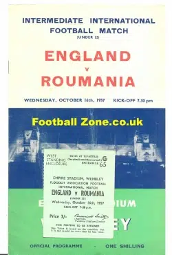 England v Romania 1957 – U23 plus the match Ticket