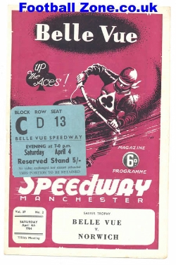 Belle Vue Speedway v Norwich 1964 – Plus Ticket