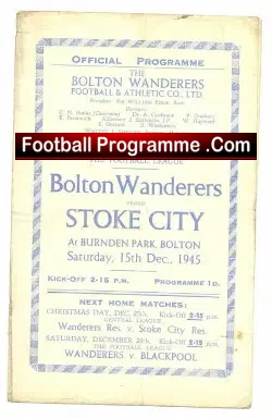Bolton Wanderers v Stoke City 1945