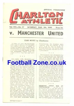 Charlton Athletic v Manchester United 1949 – 1940s Programmes