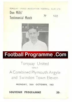 Don Mills Testimonial Benefit Match Torquay United 1963
