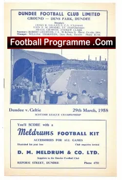 Dundee v Glasgow Celtic 1958
