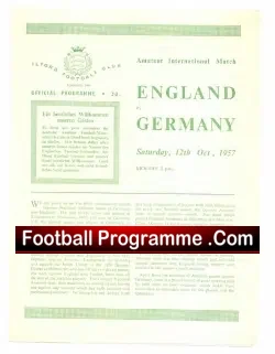 England v Germany 1957 – Amateur International at Ilford