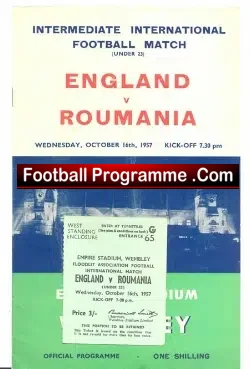 England v Romania 1957 – U23 plus the match Ticket