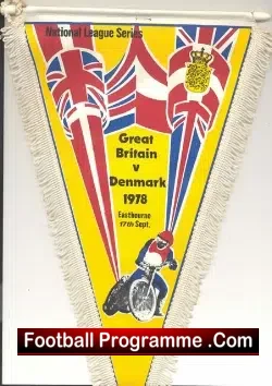 Great Britain v Denmark Speedway Pennant Flag 1978 – Teesside
