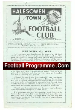Halesowen Town v Hereford United 1959 – Reserves Match