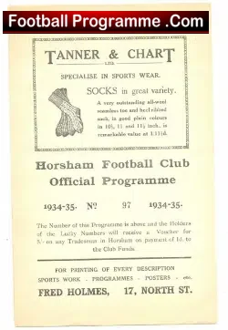 Horsham v Lewes 1934 – Antique Football Programme