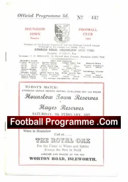 Hounslow Town v Hayes 1957 – Reserves