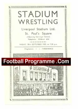 Liverpool Wrestling Stadium 1955 - sport programme