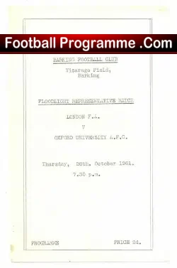 London v Oxford University AFC 1961 – at Barking FC