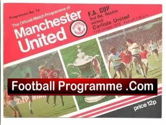 Manchester United v Carlisle United 1978 - FA Cup - football programme