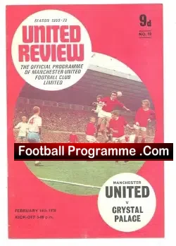 Manchester United v Crystal Palace 1970 - football programme