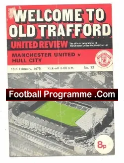 Manchester United v Hull City 1975 - football programme