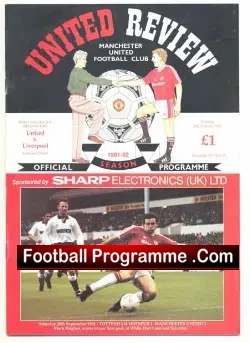 Manchester United v Liverpool 1991 - football programme