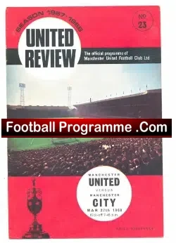 Manchester United v Manchester City 1968 - City League Champions - football programme