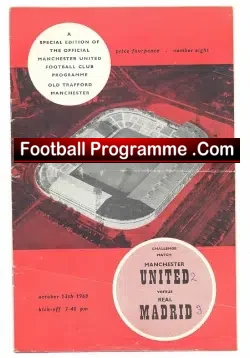 Manchester United v Real Madrid 1960 - Challenge Game - football programme