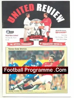 Manchester United v West Ham United 1994 - football programme