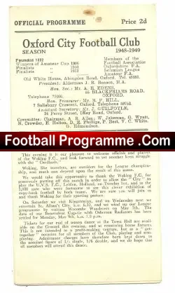 Oxford City v Woking 1949