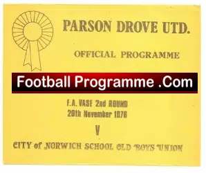 Parsons Drove United v Norwich 1976 – School Boys Match