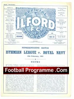 Royal Navy v Isthmian League 1953 – at Ilford