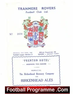 Tranmere Rovers v Grimsby Town 1968