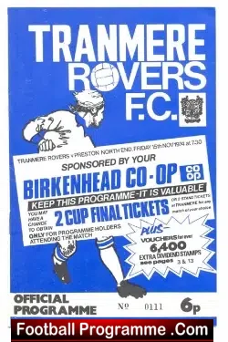 Tranmere Rovers v Preston 1974