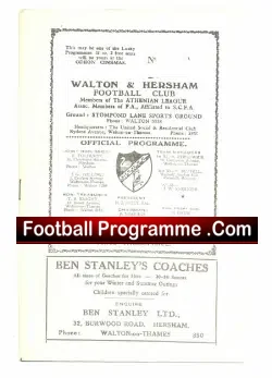 Walton Hersham v Hitchin Town 1955