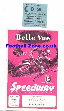 Belle Vue Speedway v Coventry 1964 + Ticket