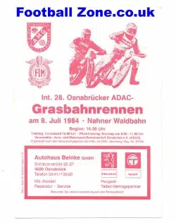 Germany Speedway Programme 1984 – Grasbahnrennen
