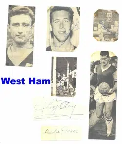 West Ham United Selection of Old Autographs 1950’s onwards