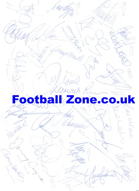 Tranmere Rovers Genuine Multi Signed Card 1995 – 96