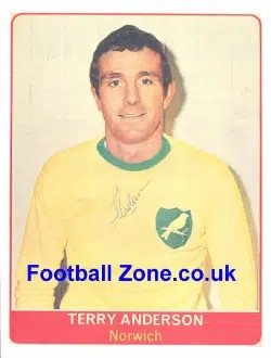 Norwich City Terry Anderson Autograph Picture 1970