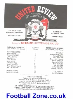 Manchester United v Tottenham 1992 – Youth Cup David Beckham Giggs