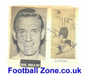 Sheffield United Ron Simpson + Joe Shaw Autographs 1950's