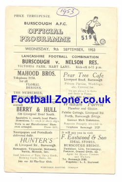 Burscough v Nelson 1953 – Reserves Match