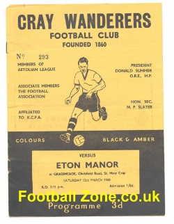 Cray Wanderers v Eton Manor 1960