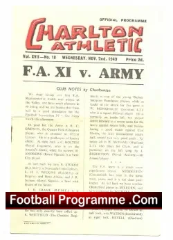 Army v FA XI 1949 – at Charlton