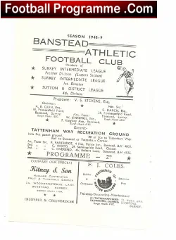 Banstead Athletic v Manor Rovers 1949 - Juniors Football Match - football programme