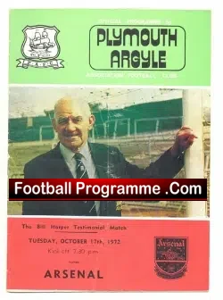 Bill Harper Testimonial Benefit Match Plymouth Argyle 1972