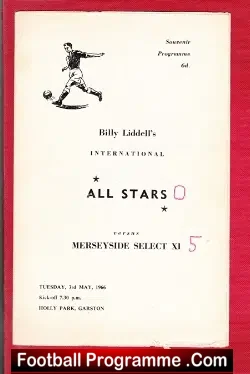 Billy Liddell All Stars Benefit Match Bankfield HS Garstang 1966