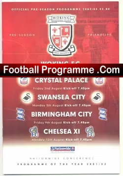 Birmingham City v Chelsea 2002 + Woking + Crystal Palace - football programme