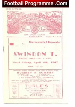 Bournemouth v Swindon Town 1947