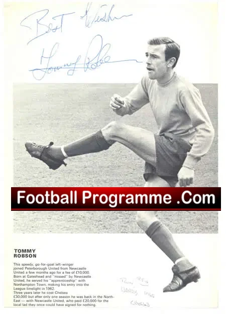 Chelsea Ron Harris + Tommy Robson Newcastle Autograph 60s