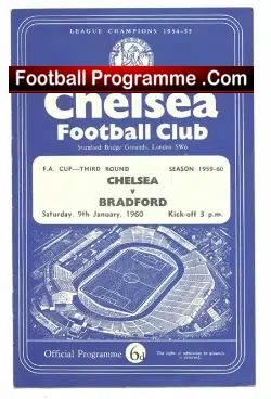 Chelsea v Bradford 1960 - FA Cup Match - football programme