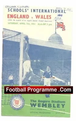 England v Wales 1951 – Wembley Duncan Edwards Schoolboy