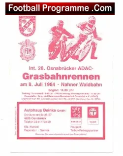 Germany Speedway Programme 1984 – Grasbahnrennen