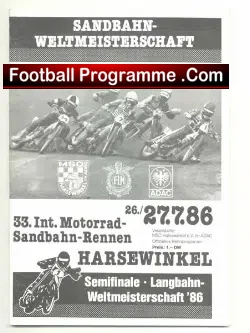 Germany Speedway Programme 1986 – Weltmeisterschaft